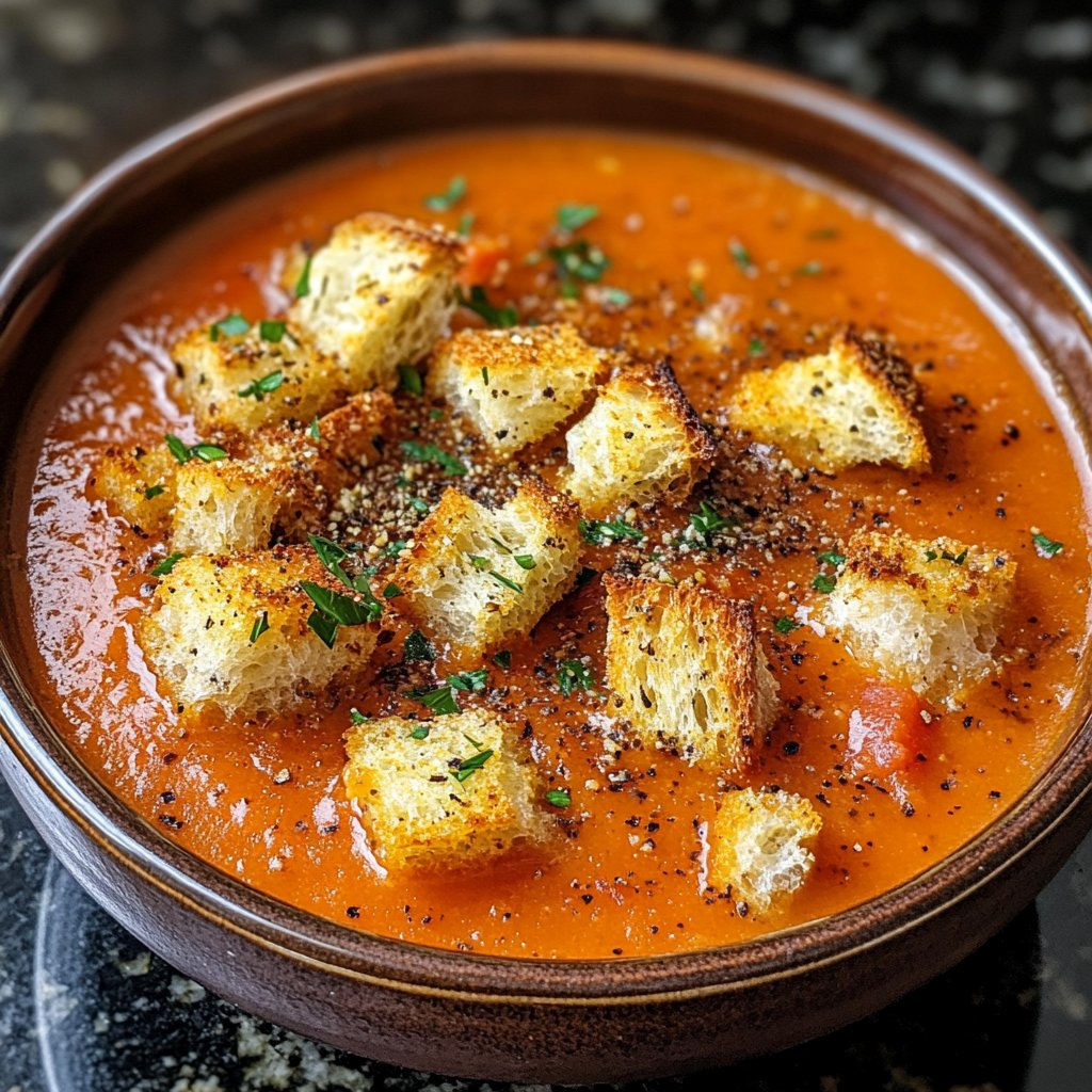 Tomatensuppe mit Croutons