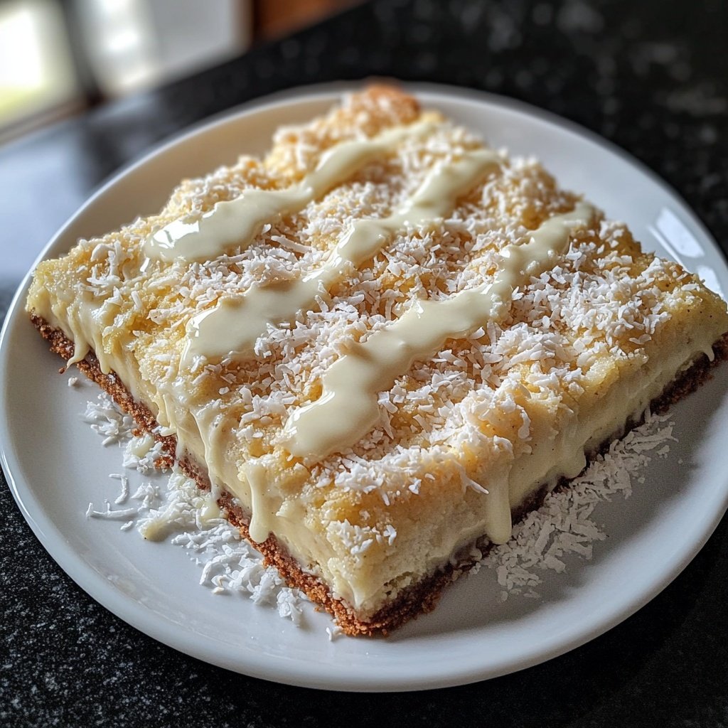 Kokoskuchen mit Vanillepudding