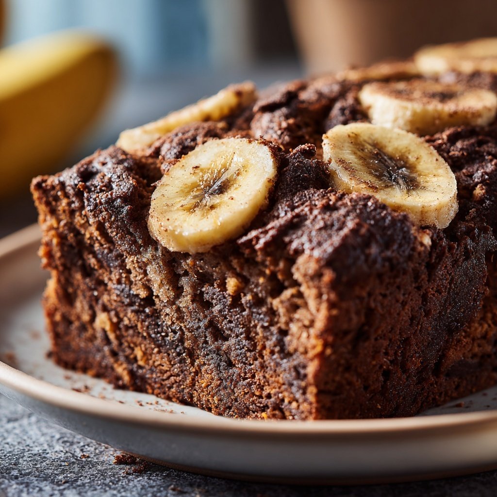 Bananenbrot mit Kakao und Banane