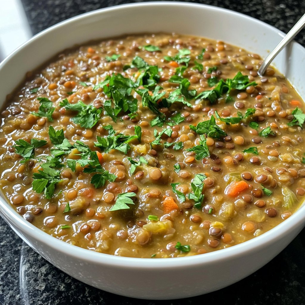Linsensuppe mit Petersilie