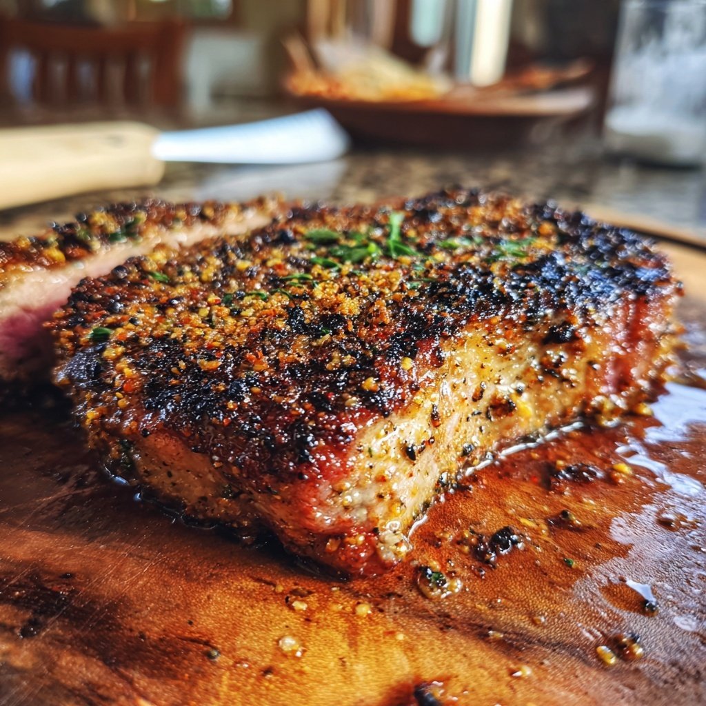 Gegrilltes Rindersteak Mit Senf Kruste